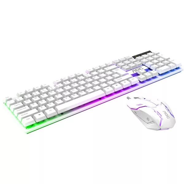 کیبورد و ماوس گیمینگ ای او سی مدل KM100، سوییچ ممبران، Full-Size، نورپردازی LED RGB