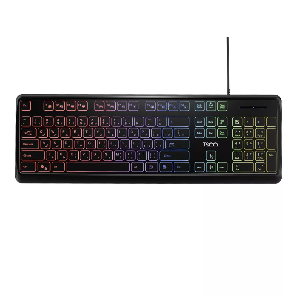 کیبورد تسکو مدل TK 8046،سوییچ ممبران، Full-size، نورپردازی RGB