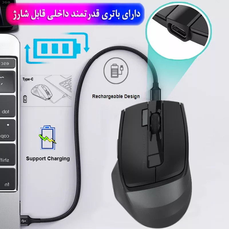 ماوس بی سیم ای فورتک مدل F_STYLER_FB_45CS_AIR2_SILENT