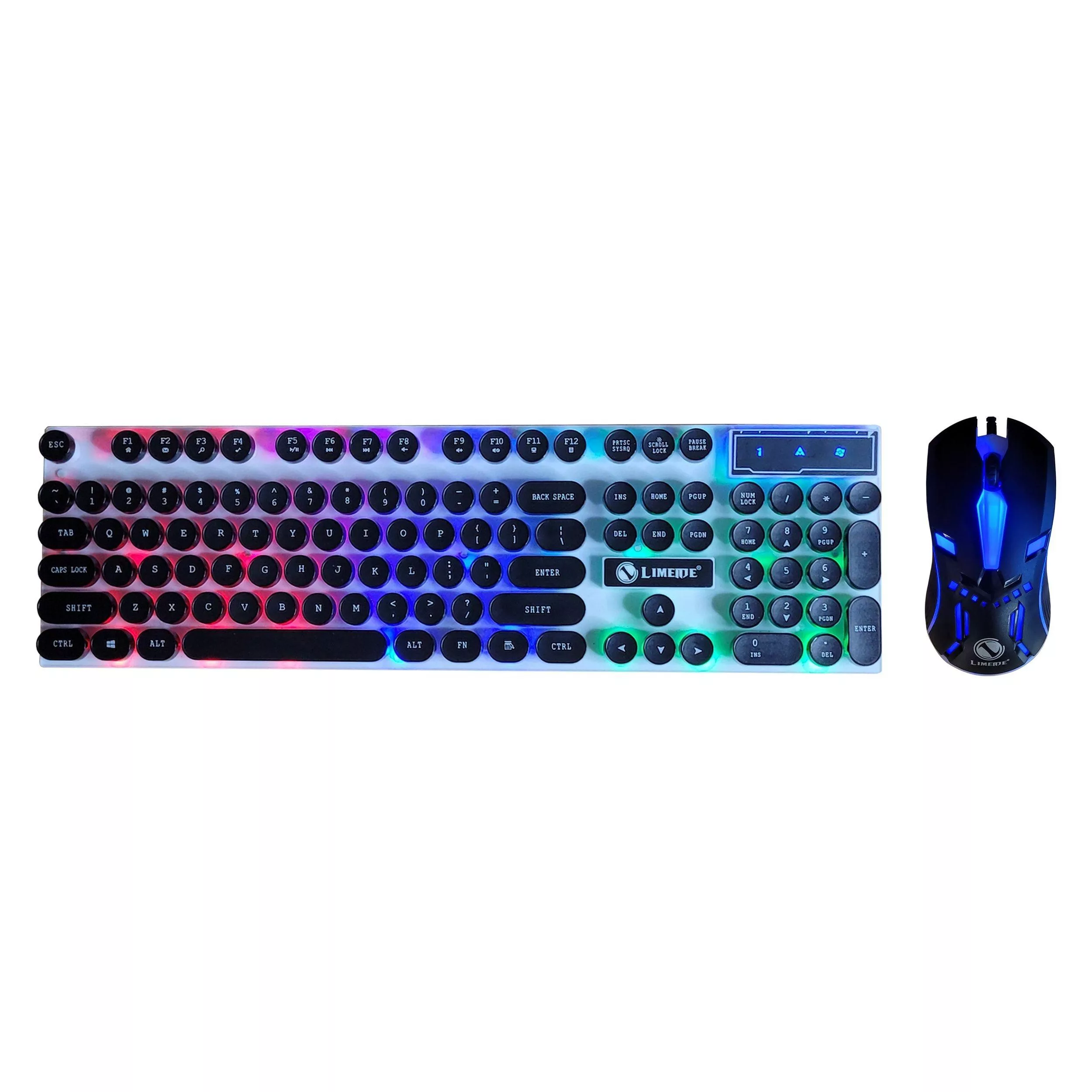 کیبورد و ماوس گیمینگ لایمید مدل GTX300NEW RGB سوئیچ ممبران، Full-Size، نور پردازی LED RGB