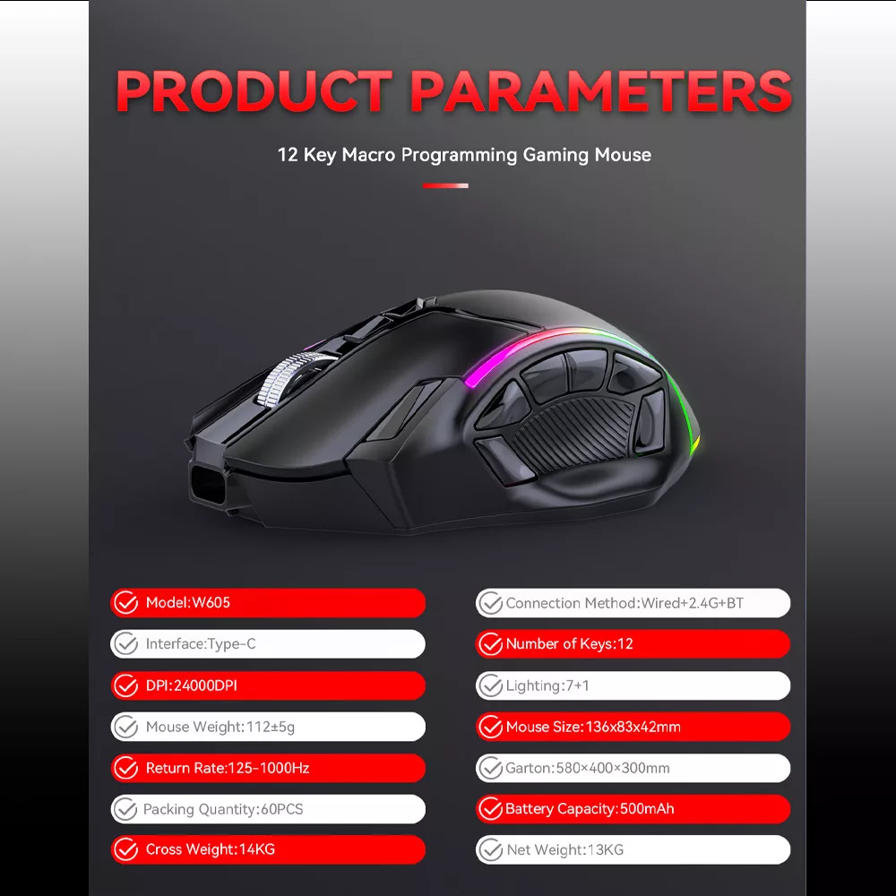 ماوس بی سیم مخصوص بازی ام کی ای اس پی ان مدل W605