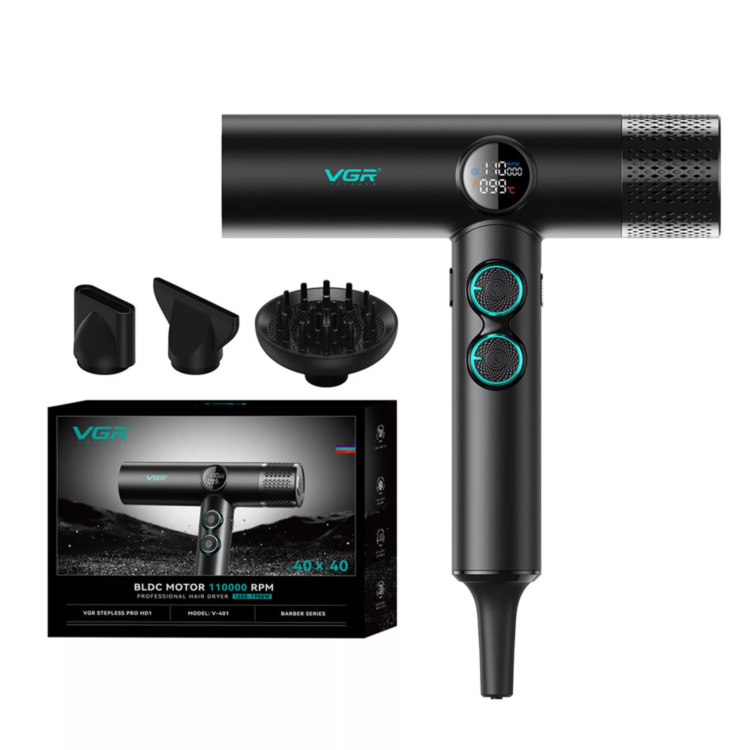سشوار حرفه‌ای وی جی ار مدل v-401