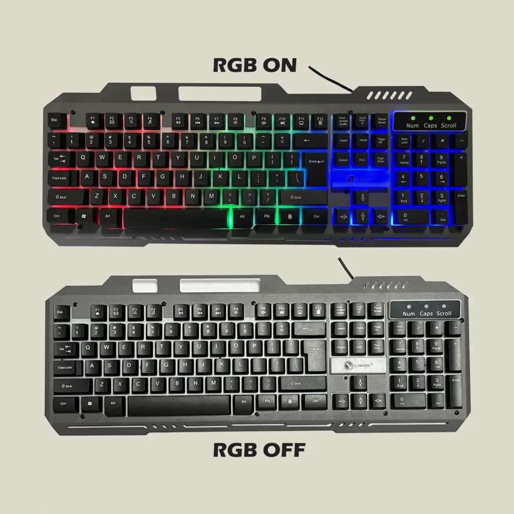 کیبورد گیمینگ لایماید مدل K25، سوئیچ ممبران، Full-size، نورپردازی LED RGB