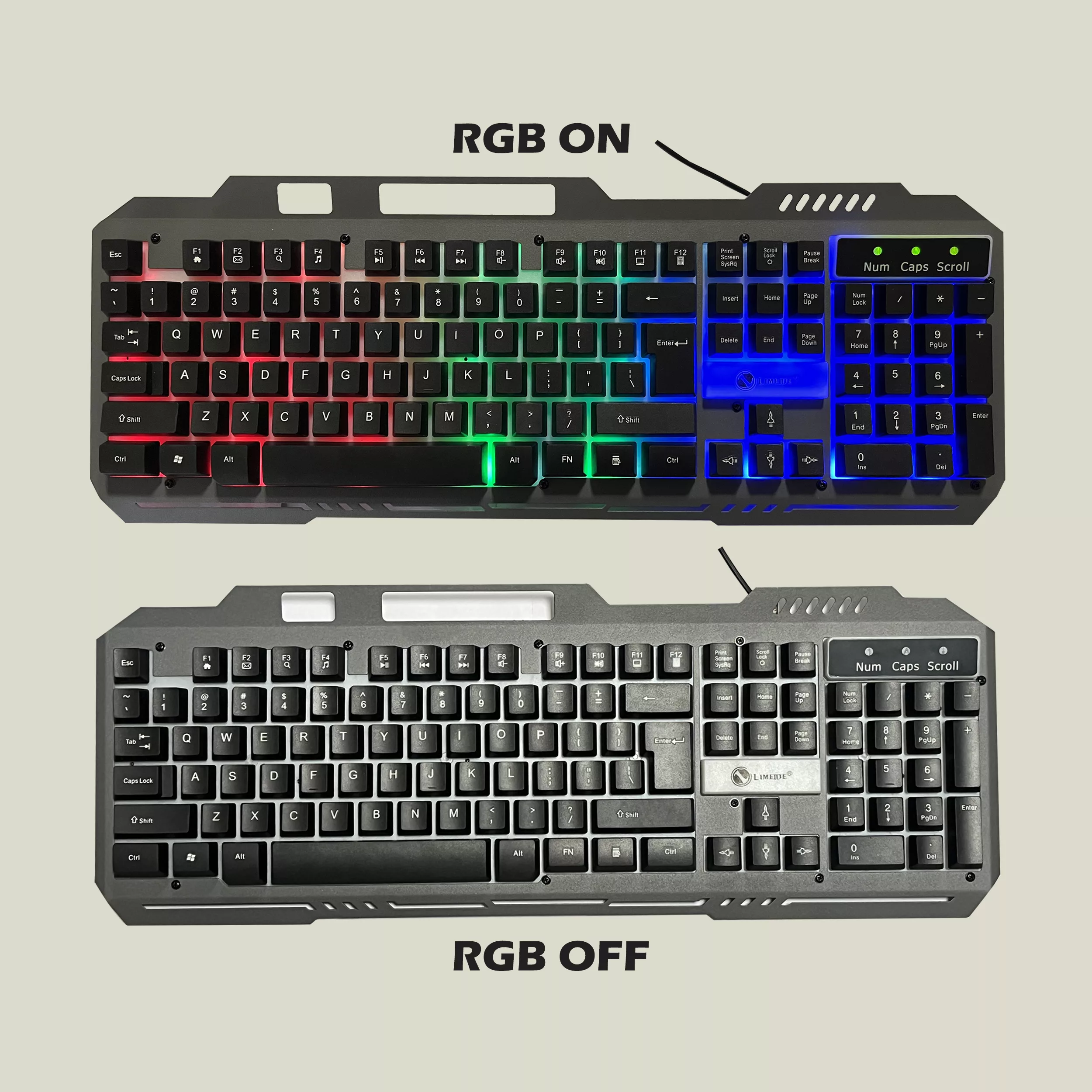 کیبورد گیمینگ لایماید مدل K25، سوئیچ ممبران، Full-size، نورپردازی LED RGB