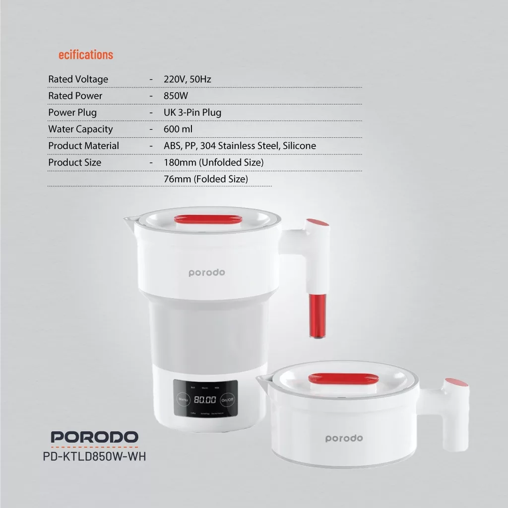 کتری برقی پرودو مدل PD-KTLD850W-WH گنجایش 0.6 لیتر