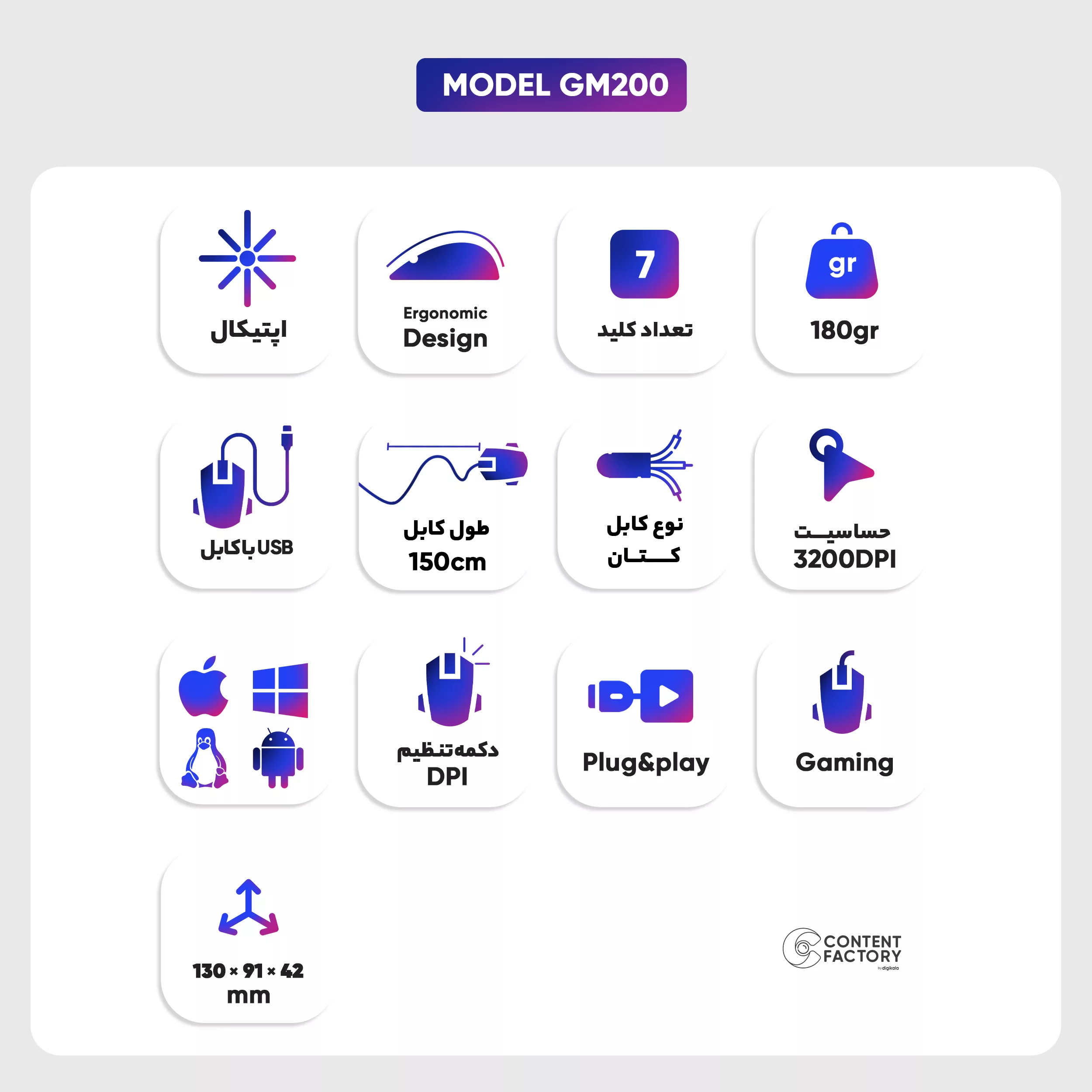 ماوس گیمینگ مدل GM200
