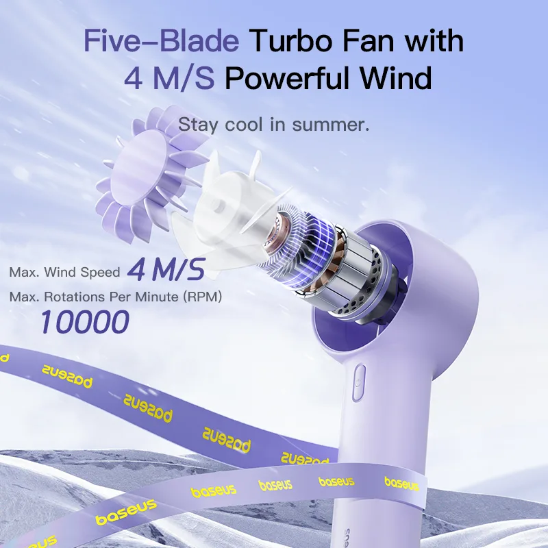 پنکه شارژی بیسوس مدل GoTrip DT1 Mini BS-CG036 ظرفیت 1200 میلی آمپر ساعت