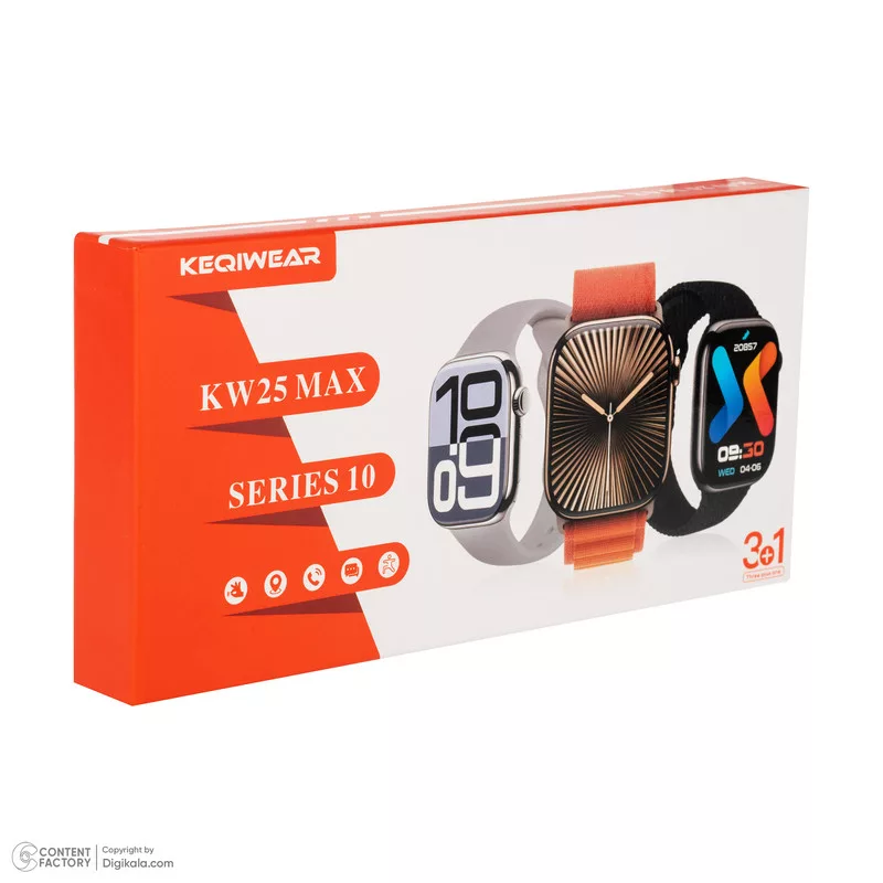 ساعت هوشمند 45 میلی متری مدل kw25 max series 10 با بند سیلیکونی