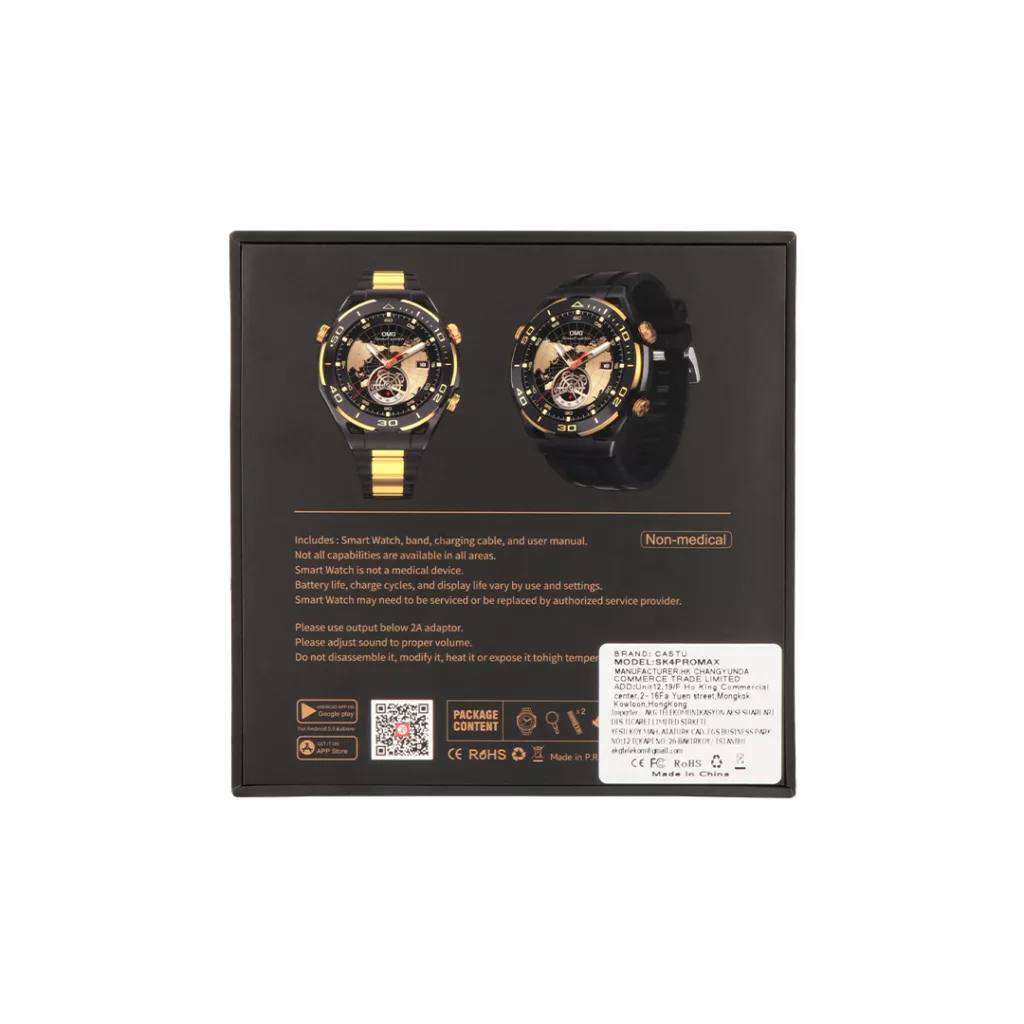 ساعت مچی هوشمند 1.62 اینچ لومینکس مدل SK4 promax با بند سیلیکونی و فلزی و چرمی