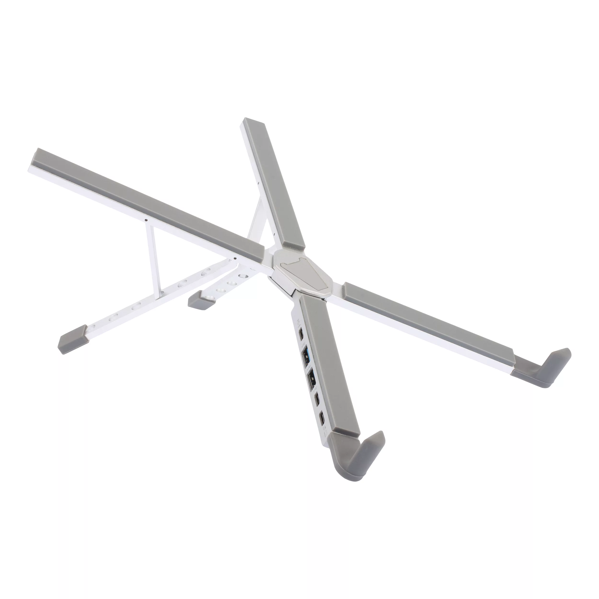 پایه نگهدارنده لپ تاپ ارگو مدل WLB013، دارای پورت ورودی USB-C، پورت خروجی USB-C، پورت USB-C PD و دو پورت USB-A