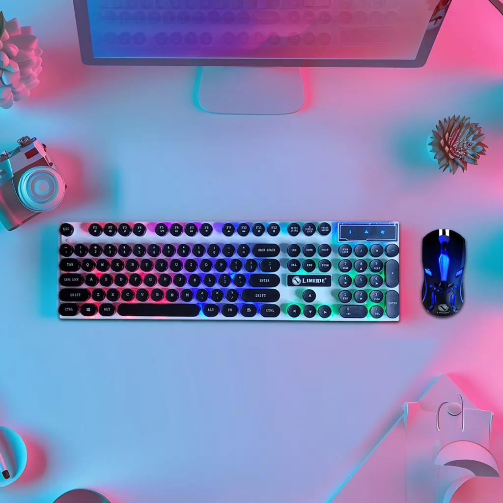 کیبورد و ماوس گیمینگ لایمید مدل GTX300NEW RGB سوئیچ ممبران، Full-Size، نور پردازی LED RGB