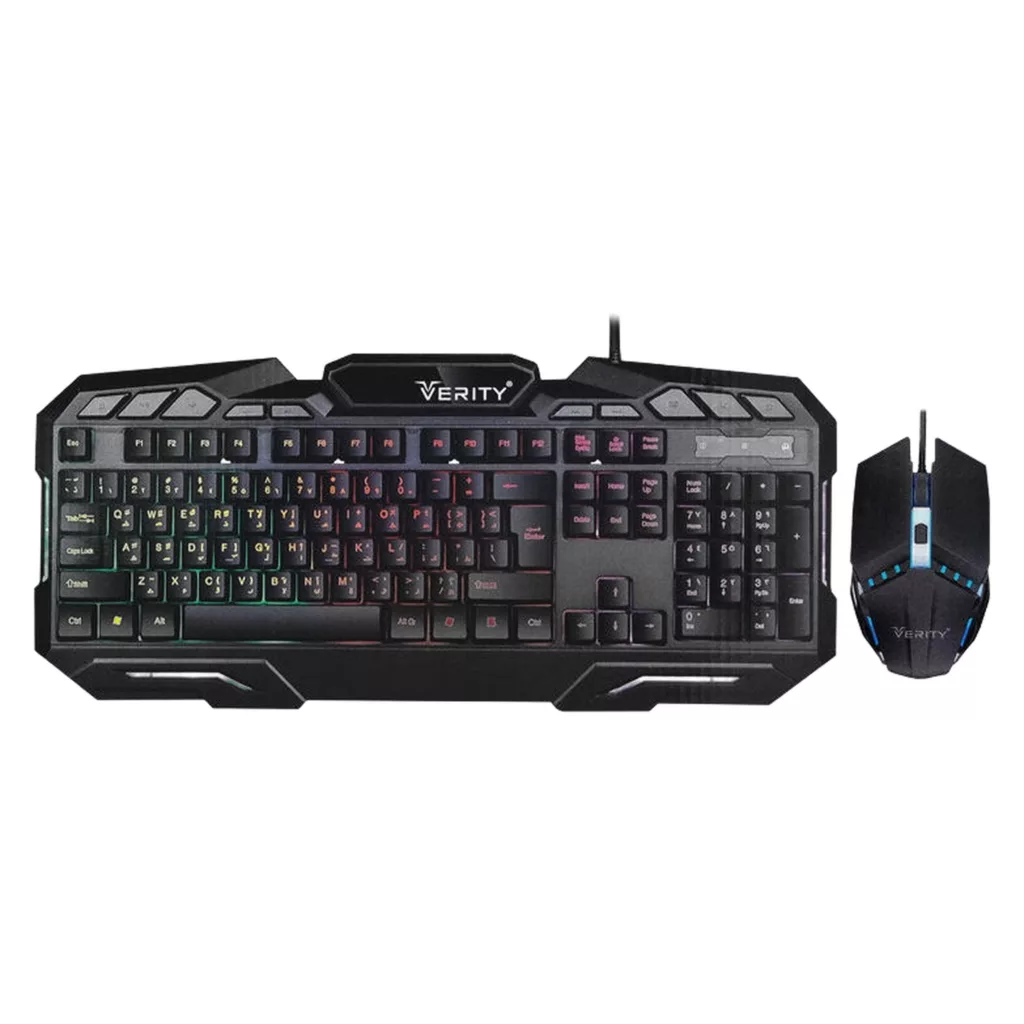 کیبورد و ماوس گیمینگ وریتی مدل V-KB6126GCW، سوییچ ممبران، Full-Size، نورپردازی LED RGB