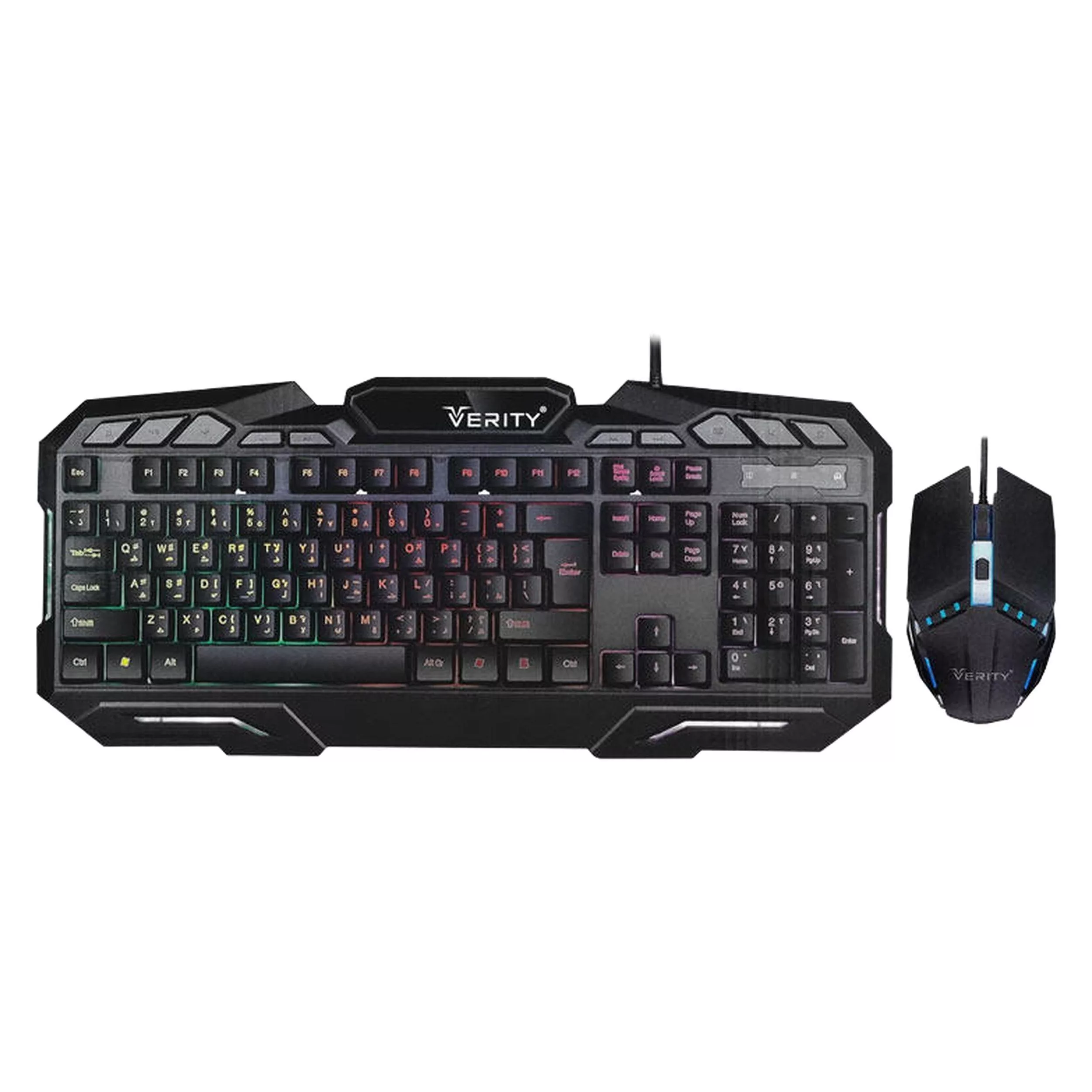 کیبورد و ماوس گیمینگ وریتی مدل V-KB6126GCW، سوییچ ممبران، Full-Size، نورپردازی LED RGB