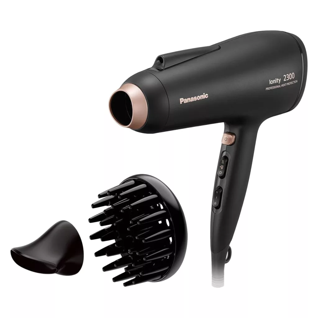 سشوار حرفه‌ای پاناسونیک مدل EH-NE86، موتور AC با توان مصرفی 2300 وات، دارای قابلیت فناوری تولید یون، طراحی ارگونومیک، دارای دسته ارگونومیک، با حالت حجم‌دهنده، وزن 470 گرم، تنظیم حرارت 2 حالته و کنترل سرعت 2 حالته