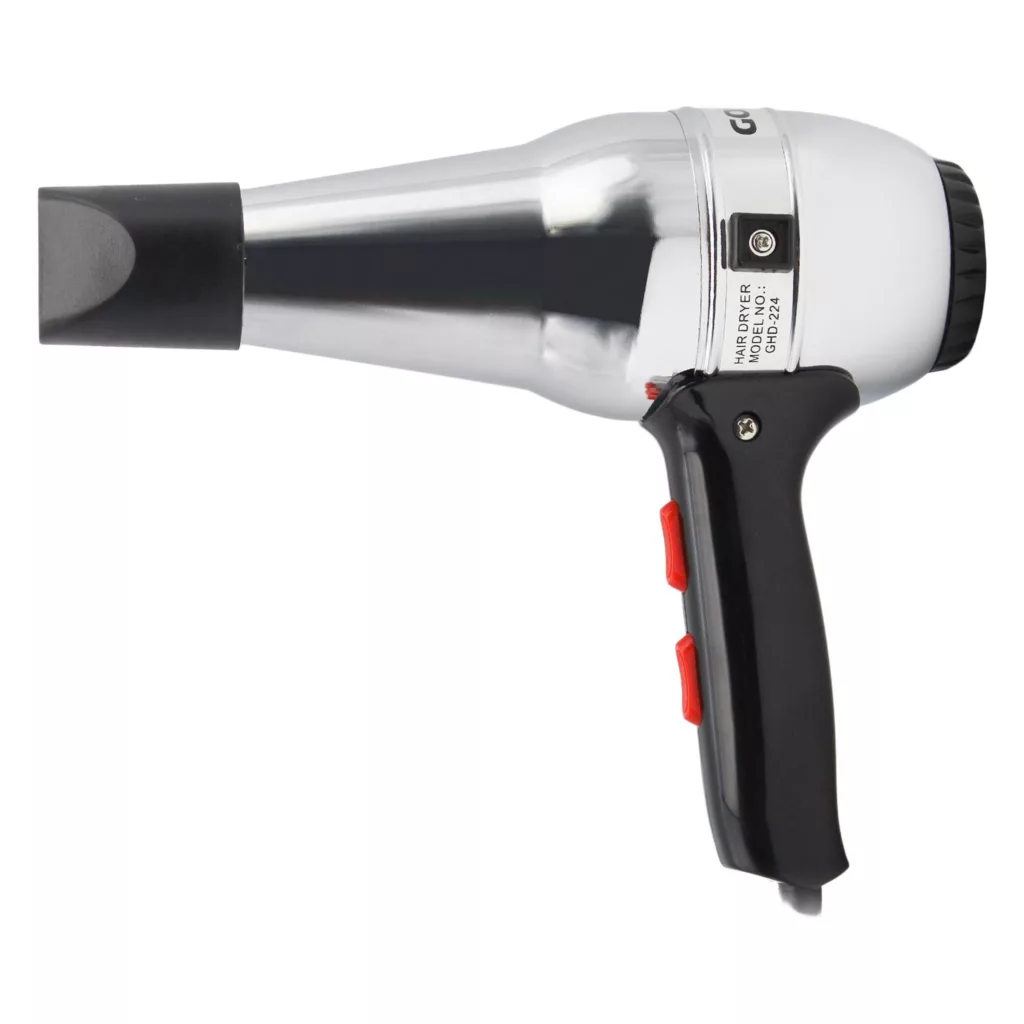 سشوار خانگی گوسونیک مدل GHD-224، موتور با توان مصرفی 1600 وات، دارای قابلیت باد سرد، دارای حلقه آویختن، وزن 600 گرم