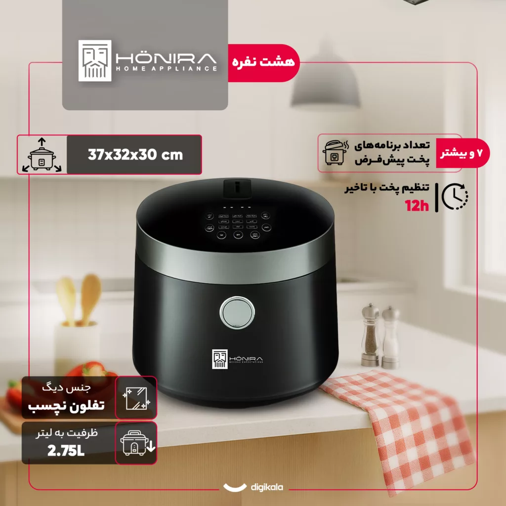 پلوپز 8 نفره هونیرا مدل RCK-392