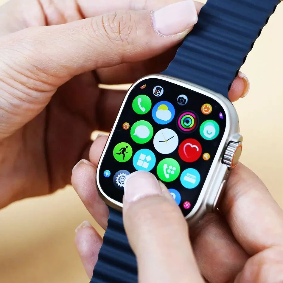 ساعت هوشمند ۴۹ میلیمتری تی ۸۰ مکس مدل SEVEN PLUS ONE 7+1 با بند فلزی و سیلیکونی