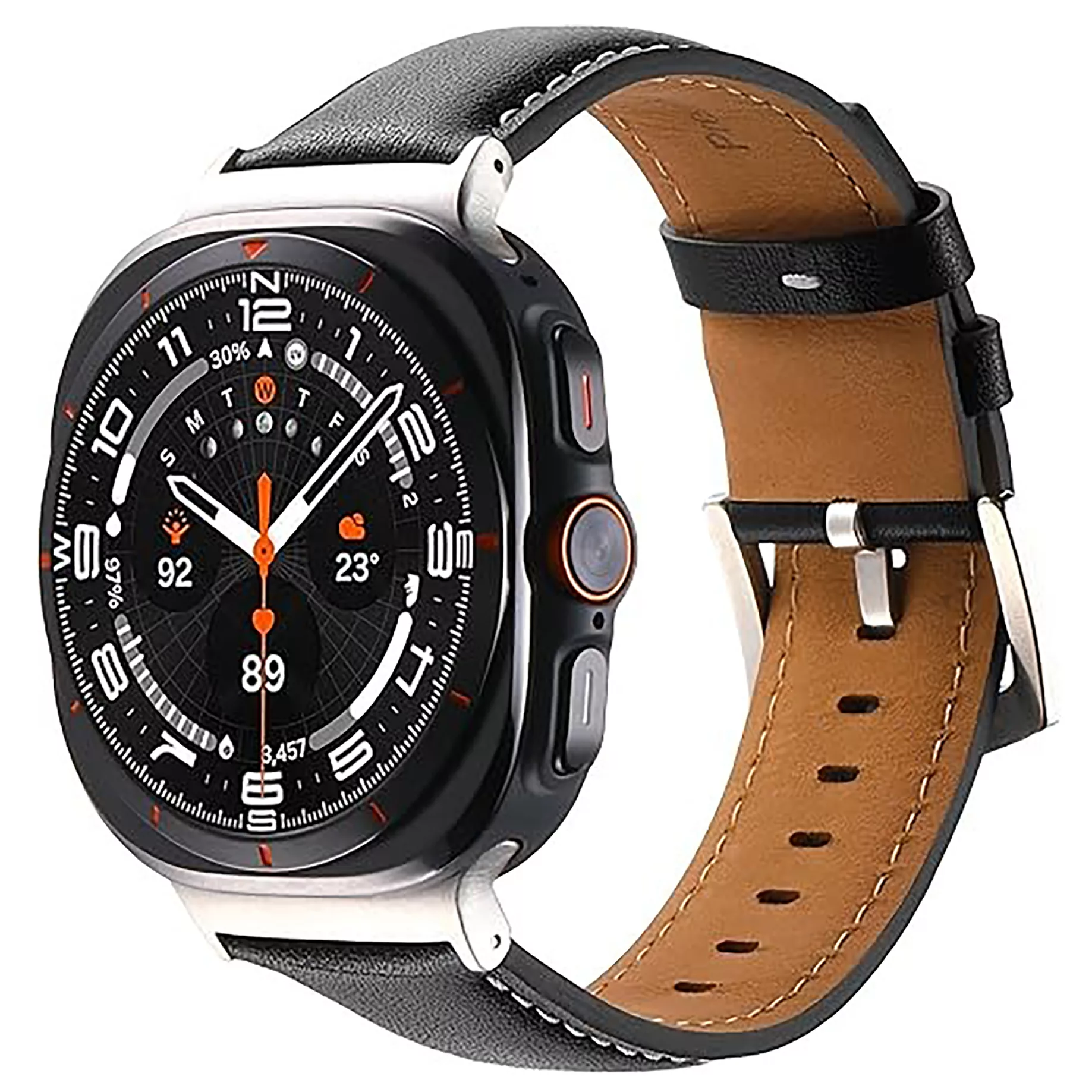 ساعت هوشمند 49 میلی متری ویزمی مدل ws x7 ultra با سه بند سیلیکونی، فلزی و چرم مصنوعی