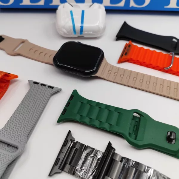 ساعت هوشمند 45میلی‌متر ویسمی مدل wisme-x15 با بند سیلیکونی به همراه هدفون