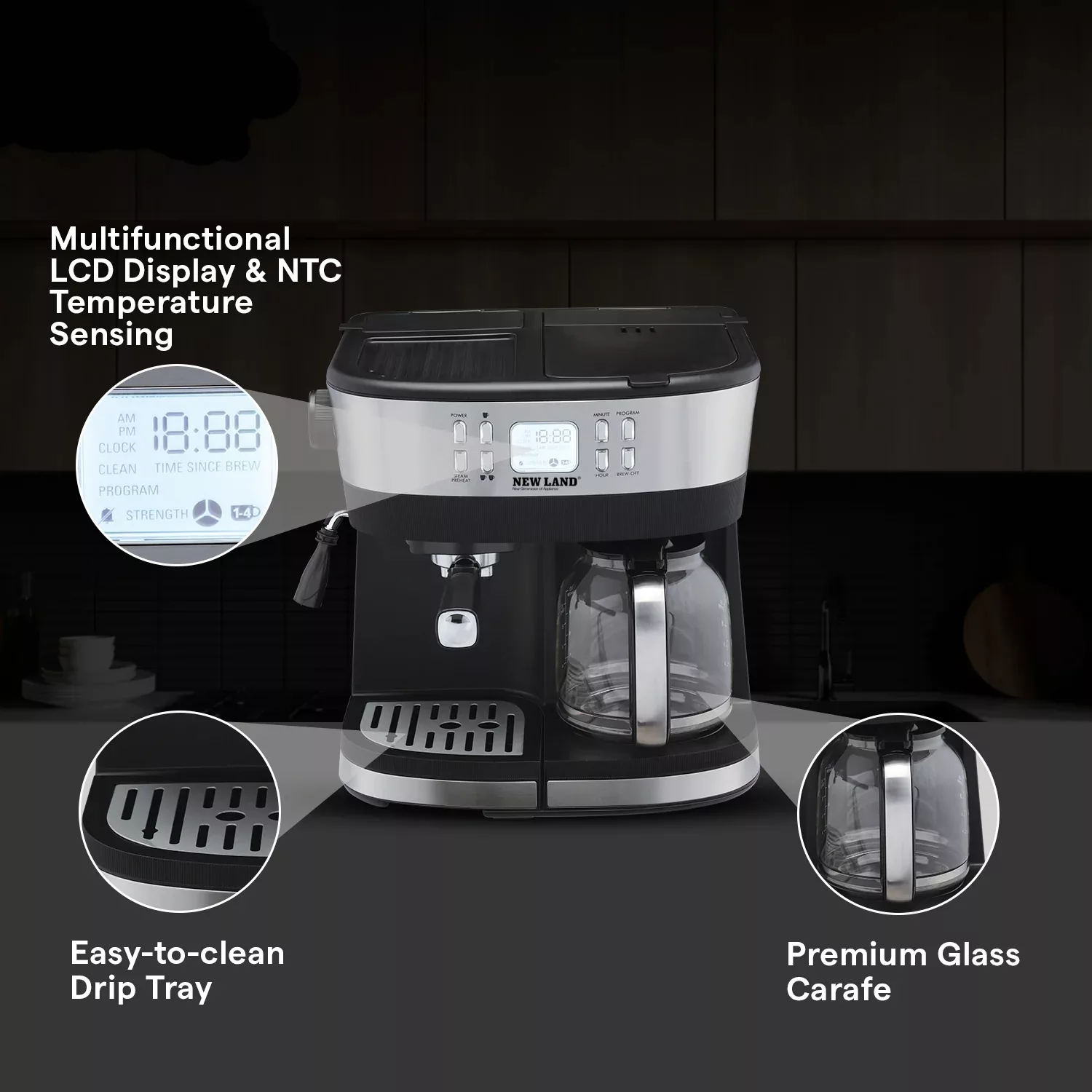 اسپرسو ساز 1000 میلی‌لیتر نیولند مدل NL-2740BS