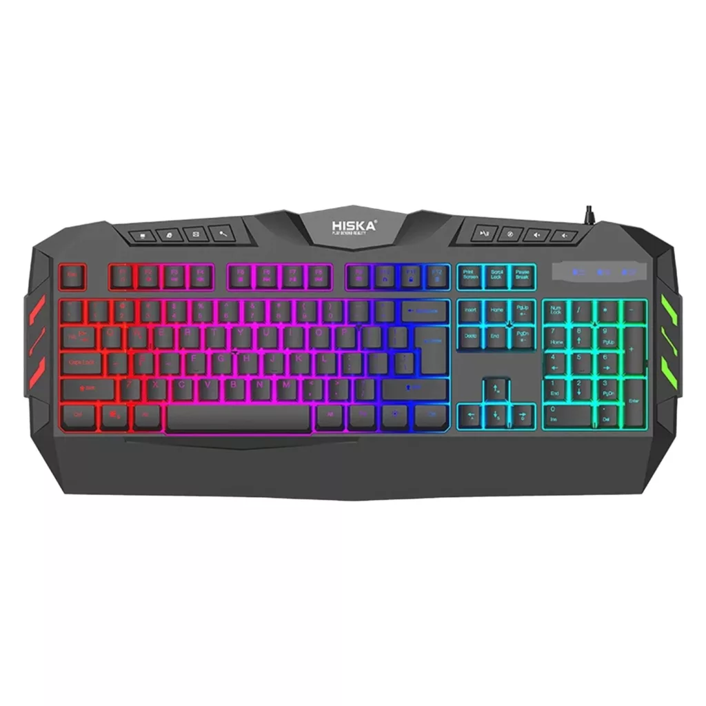 کیبورد گیمینگ هیسکا مدل HX-KEG400 RGB، سوییچ ممبران، Full-Size نورپردازی RGB