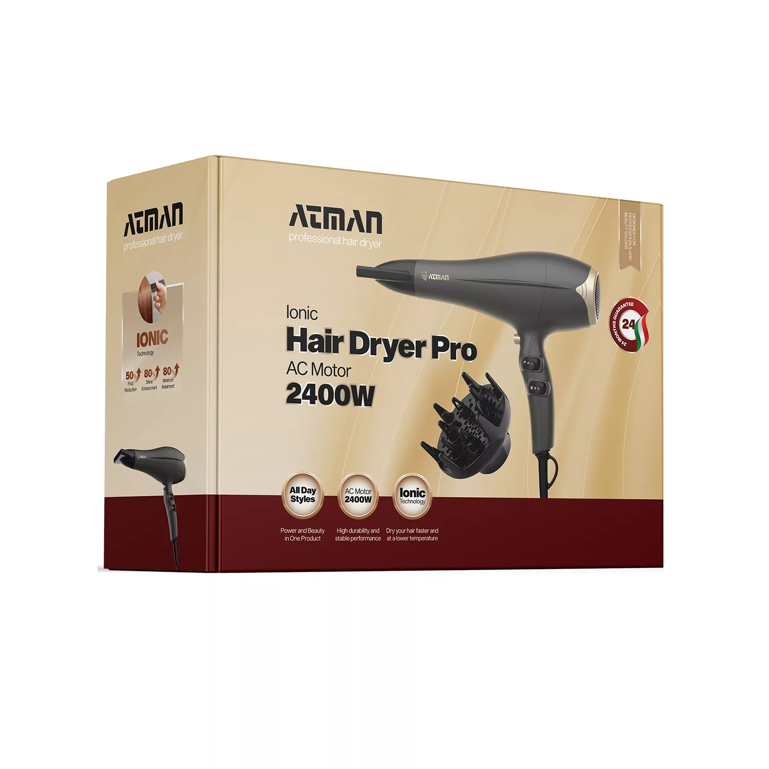 سشوار حرفهای 2400 وات آتمن مدل BY-538