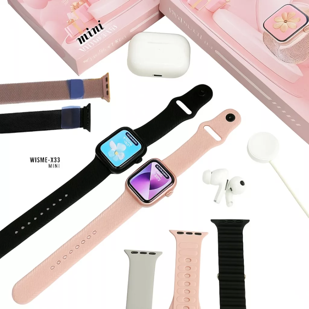ساعت هوشمند 41 میلی متری ویسمی مدل X33 MINI با بند فلزی به همراه هدفون