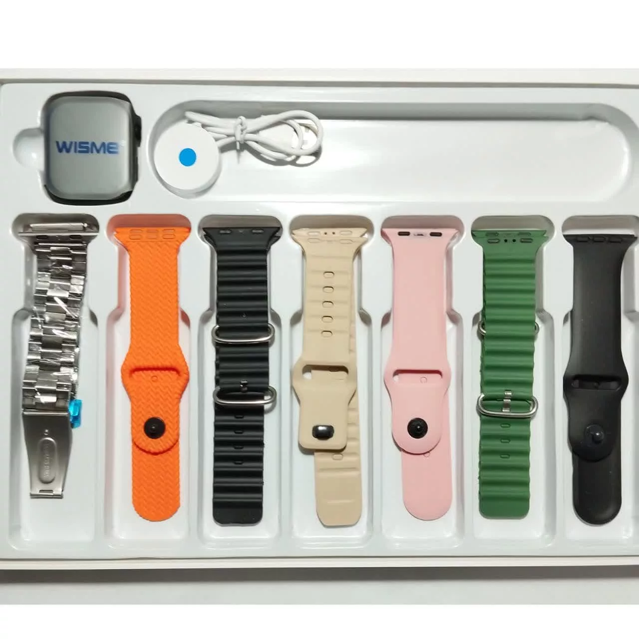 ساعت هوشمند مدل wisme ws - x11 دارای قابلیت های صفحه نمایش لمسی، کنترل موسیقی (Music Player)، کنترل سطح اکسیژن خون، قابلیت مکالمه از طریق بلوتوث بند سیلیکون