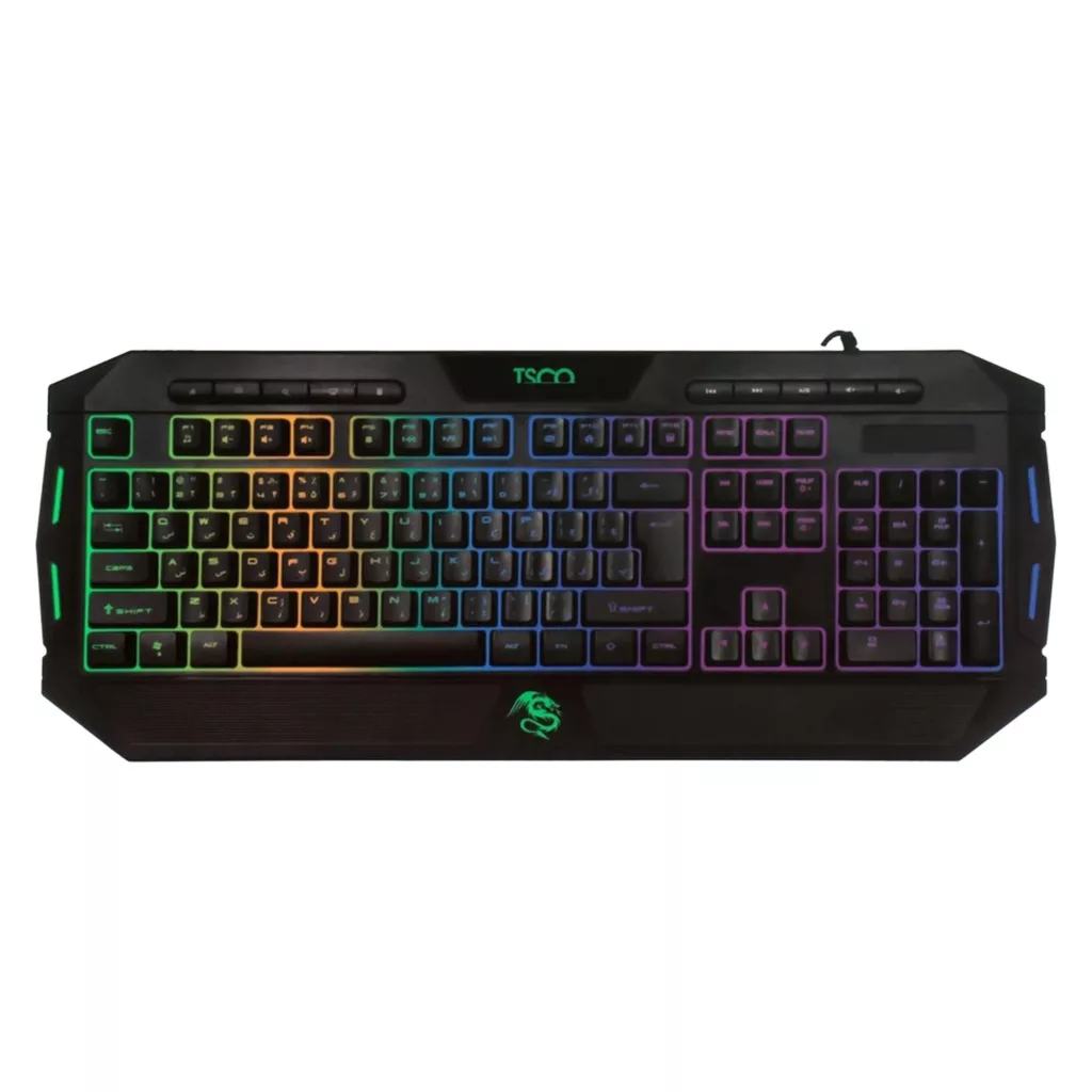 کیبورد گیمینگ تسکو مدل TK 8124، سوییچ ممبران، Full-Size، نورپردازی RGB LED
