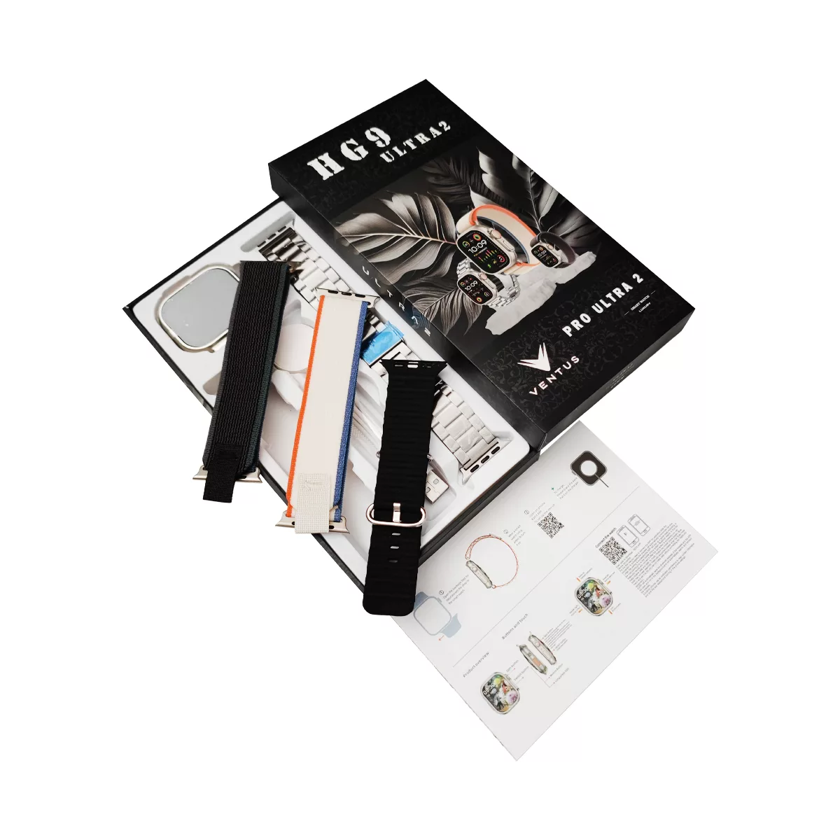 ساعت هوشمند ونتوس مدل HG9 PRO ULTRA 2 دارای قابلیت‌های صفحه نمایش رنگی و لمسی، کنترل موسیقی با بند پارچه ای