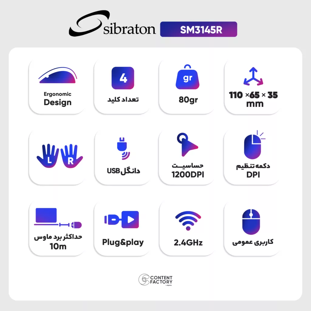 ماوس بی سیم سیبراتون مدل SM3145R