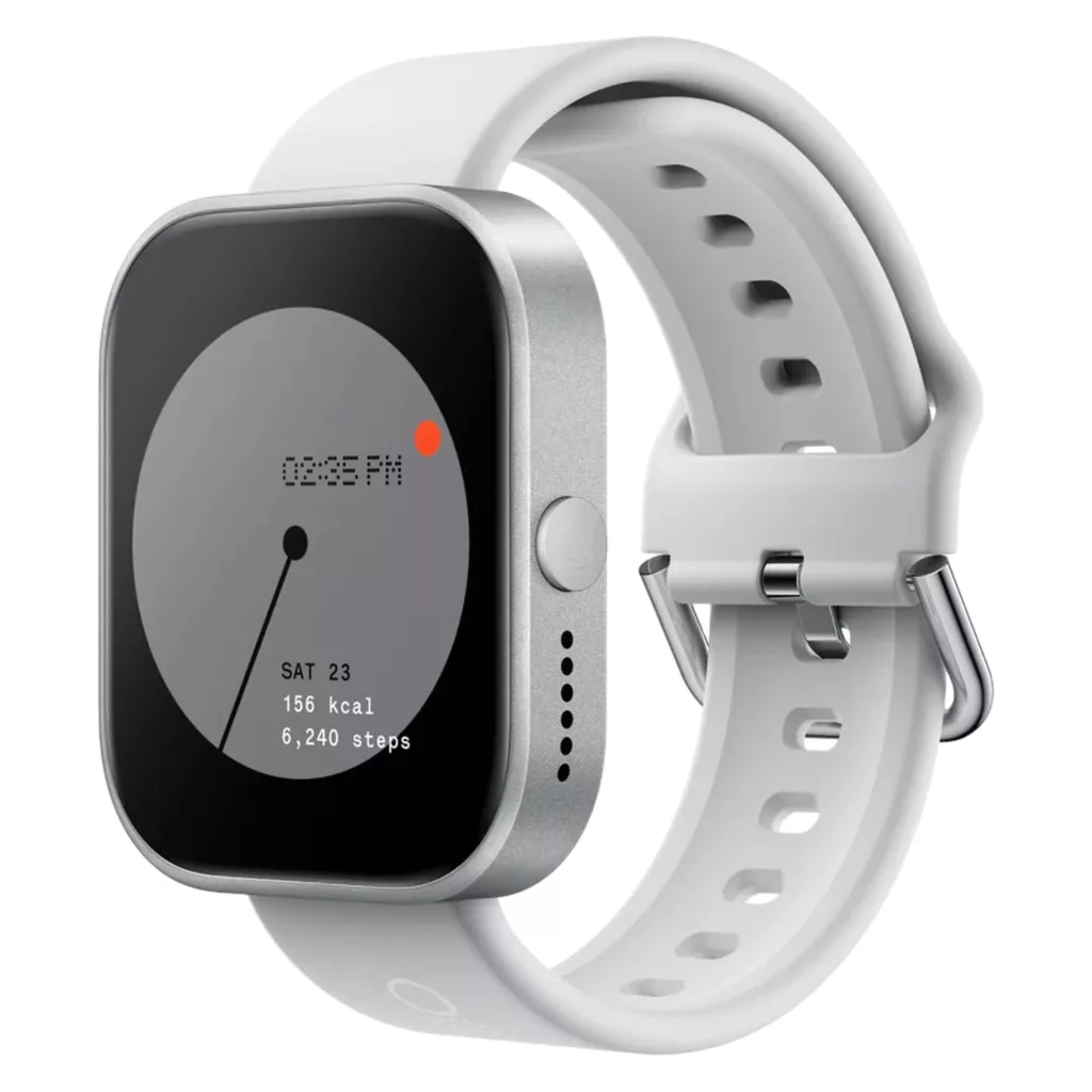 ساعت هوشمند ناتینگ مدل BGH ORP ORGINAL WATCH دارای قابلیت های کنترل موسیقی، شمارنده ضربان قلب، گام شمار، قابلیت مکالمه از طریق بلوتوث، پشتیبانی از زبان فارسی، بند سیلیکون