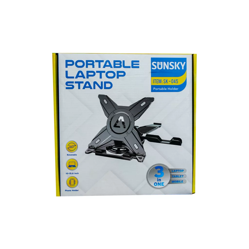 پایه نگهدارنده لپ تاپ  سان اسکای مدل SK-045 با قابلیت نگهداری موبایل ،تنظیم زاویه و چرخش