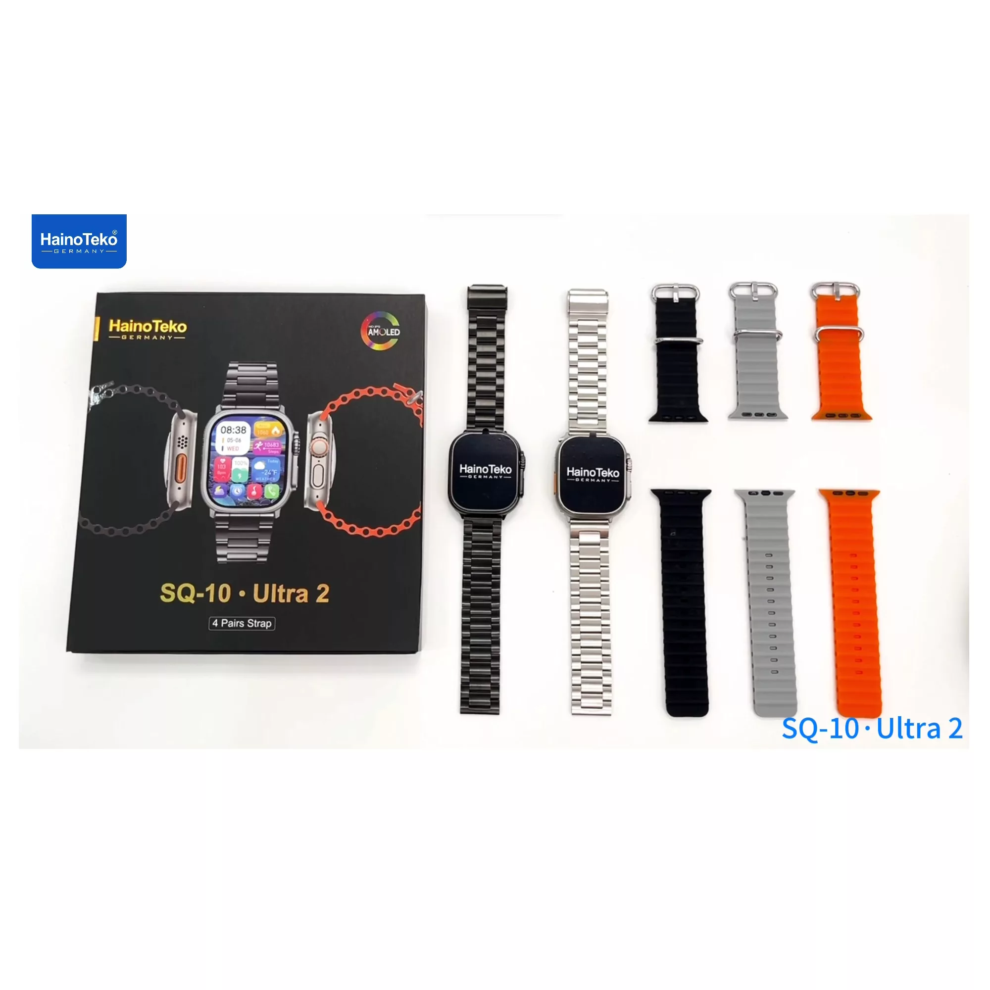 ساعت هوشمند 44 میلی متری هاینو تکو مدل  BGH SIZE SQ 10 ULTRA 2 بند سیلیکون