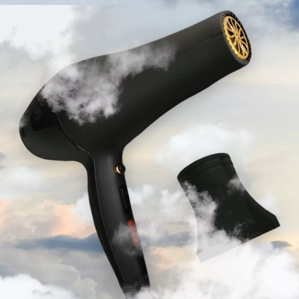 سشوار حرفه‌ای مدل professional، موتور AC، توان مصرفی 9000 وات، دارای قابلیت باد سرد، فناوری تولید یون، تعویض سری، طراحی ارگونومیک، با حالت حجم‌دهنده، وزن 539 گرم، تنظیم حرارت 3 حالته و کنترل سرعت 2 حالته، به همراه سری متمرکزکننده پهن