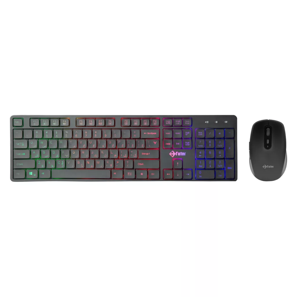 کیبورد و ماوس گیمینگ فاطر مدل CWR-7000B، سوییچ ممبران، Full-Size، نورپردازی RGB