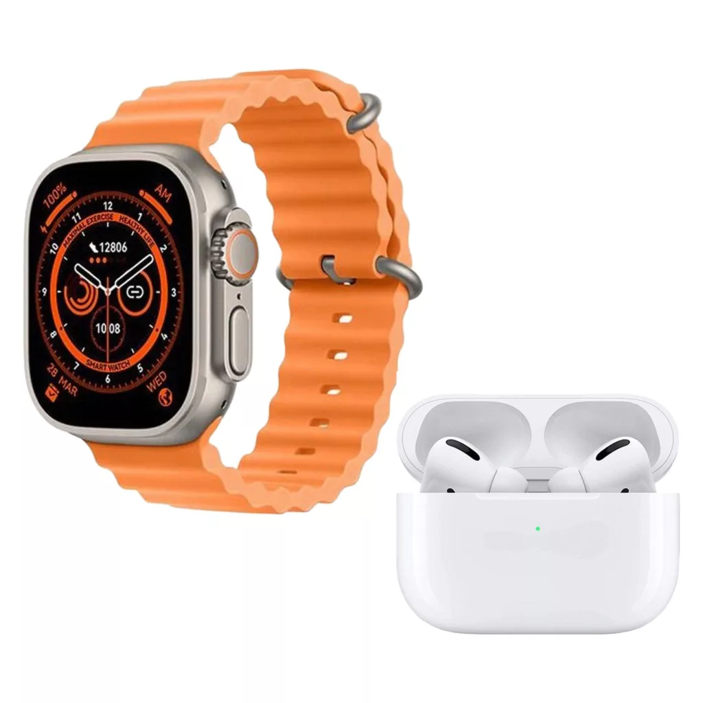 ساعت هوشمند کد H16 UNIQUE COMBINATION به همراه هندزفری بی‌سیم دارای قابلیت های صفحه نمایش رنگی، صفحه نمایش لمسی، کنترل موسیقی (Music Player)، قابلیت مکالمه از طریق بلوتوث