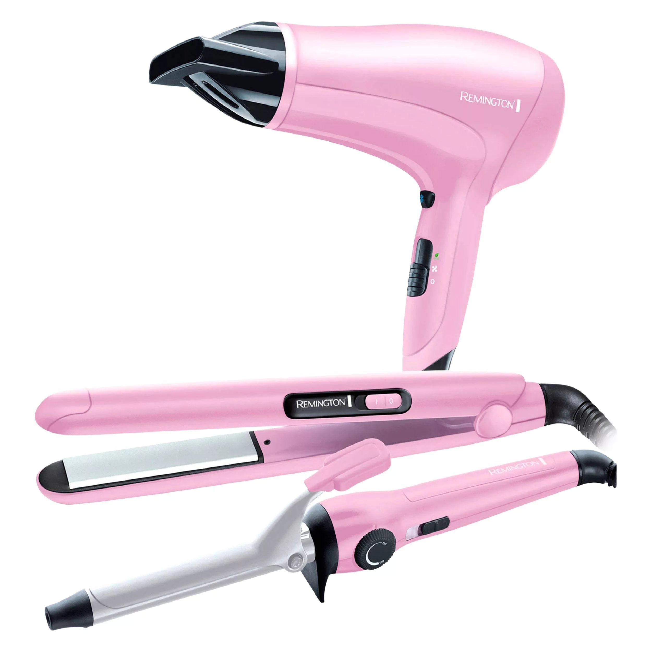 مجموعه سشوار و اتو و فر کننده مو رمینگتون مدل CI5219GPR