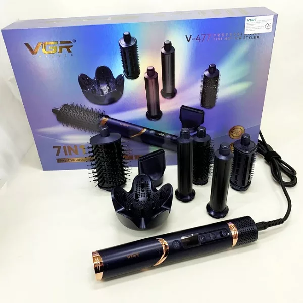 سشوار برس‌دار حالت‌دهنده 1400وات وی جی ار مدل V-477 7in1