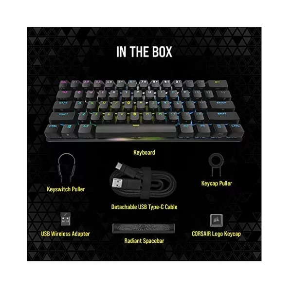 کیبورد بی سیم مخصوص بازی کورسیر مدل K70 PRO MINI RGB WIRELESS