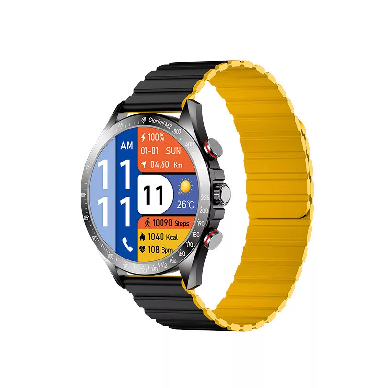 ساعت هوشمند 44 میلی متری گلوریمی مدل EMI M2 با بند سیلیکونی