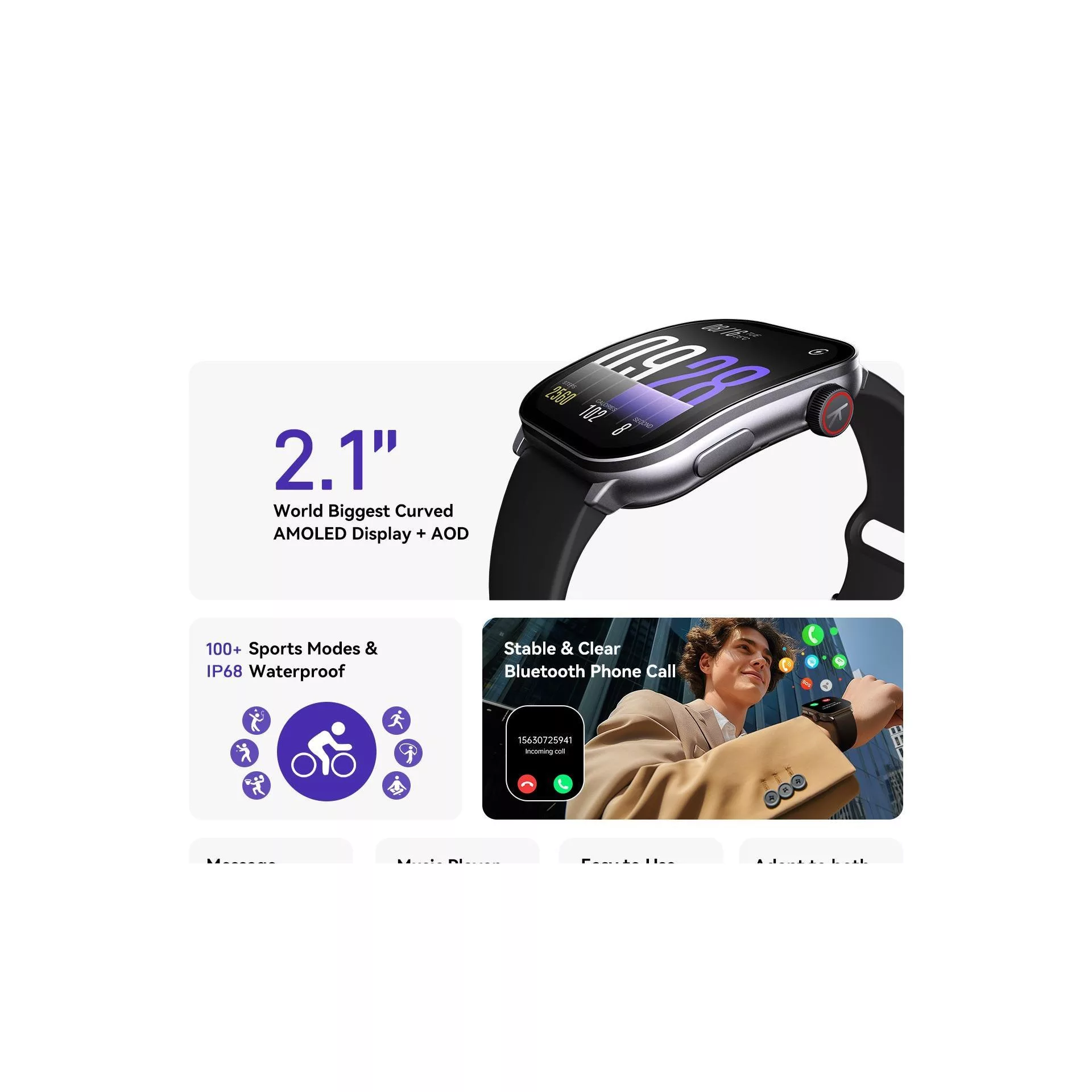 ساعت هوشمند کیسلکت مدل Balancs، مناسب برای ورزش، پایش وضیعت خواب، قابلیت نمایش سطح اکسیژن خون، بند سیلیکون