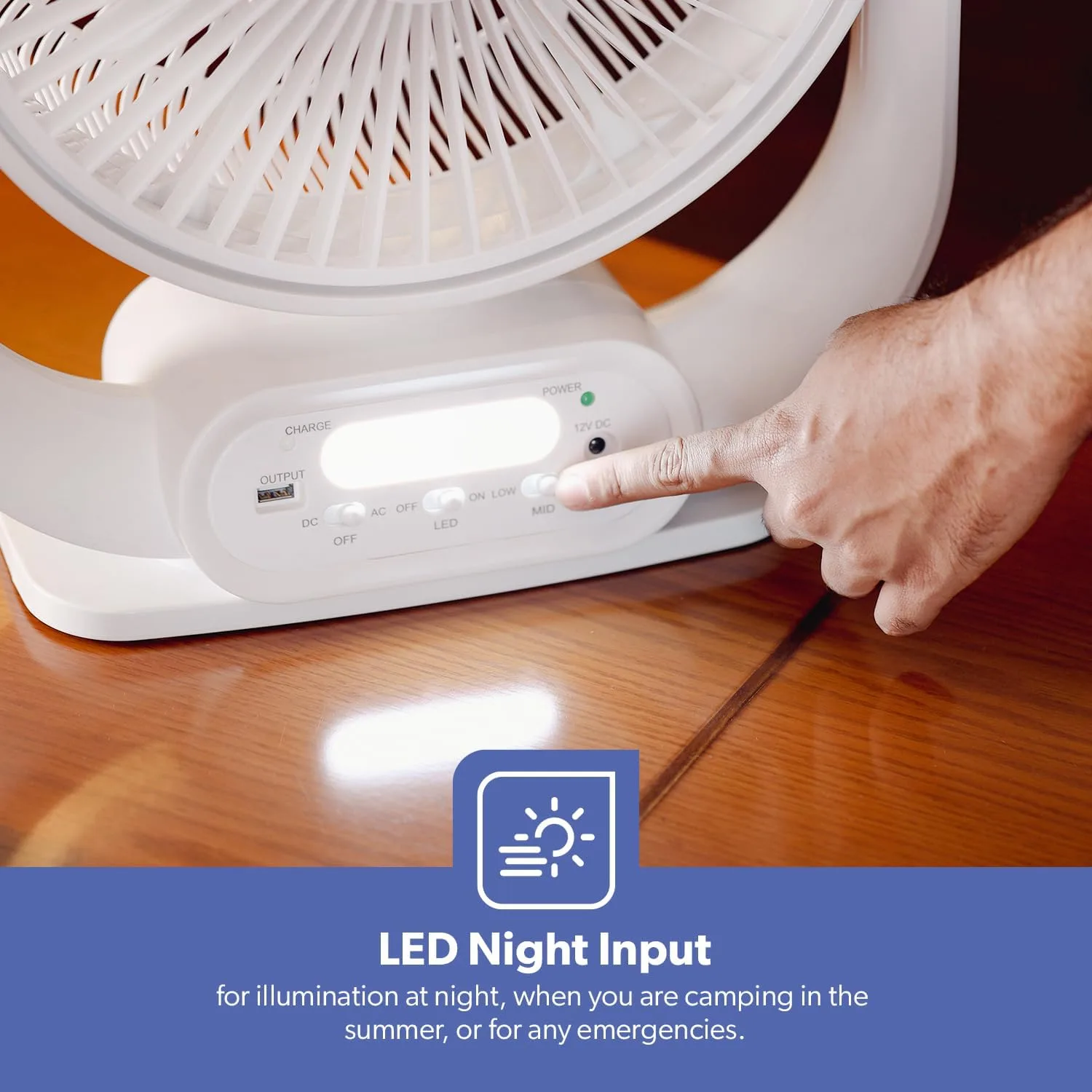 پنکه شارژی جی پاس مدل GF21189 ظرفیت 7300 میلی آمپر ساعت