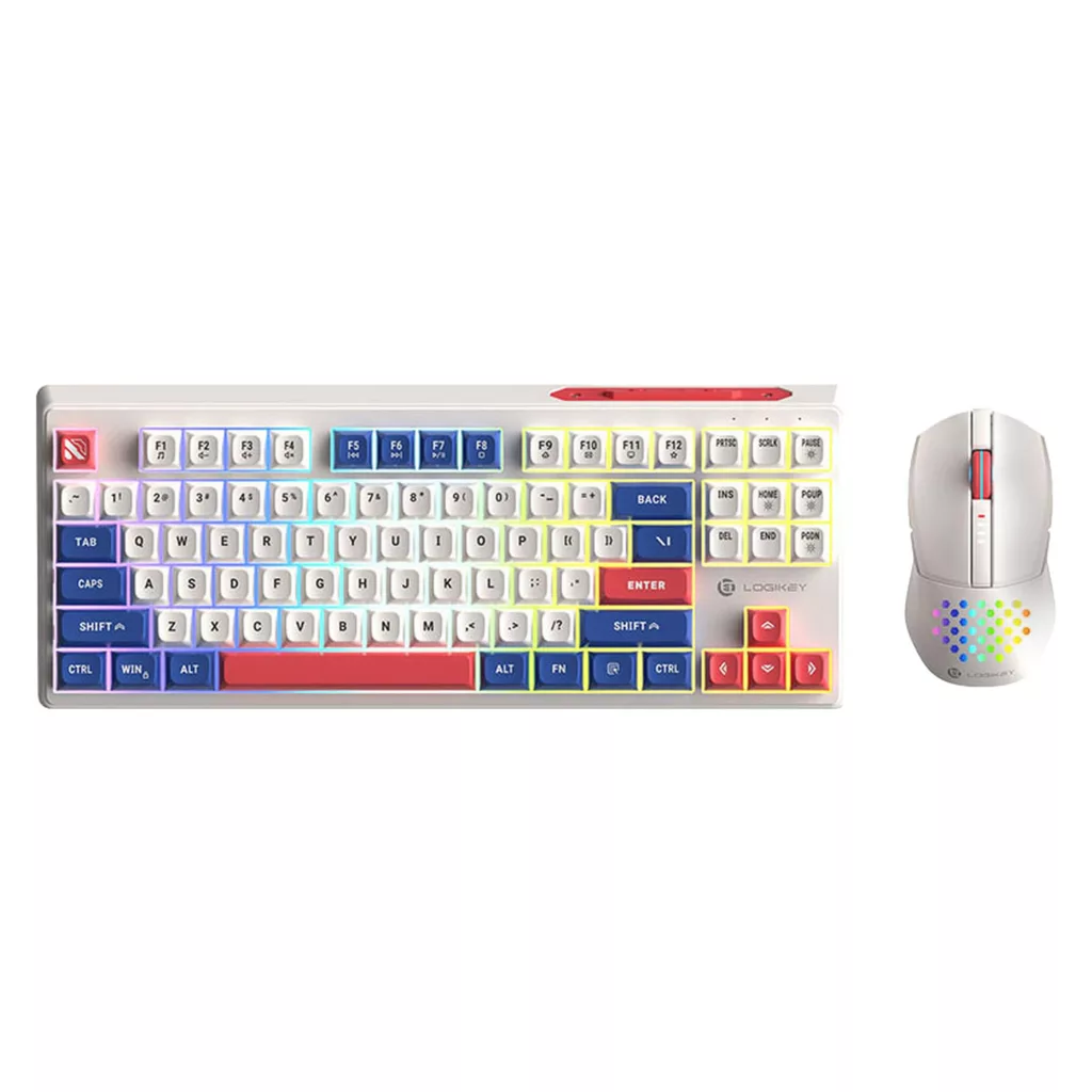 کیبورد و ماوس بی سیم گیمینگ لاجی کی مدل KM329W، سوییچ ممبران، Full-Size، نورپردازی RGB