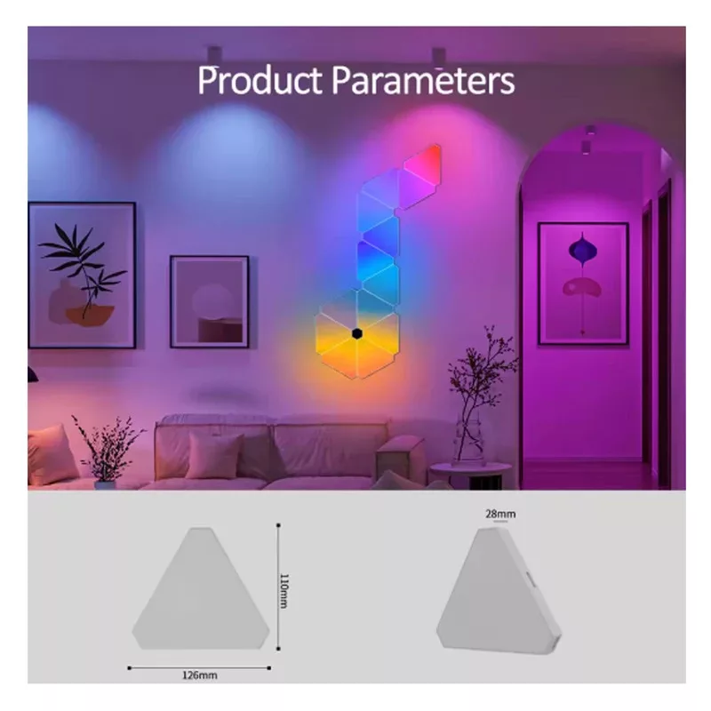 پنل‌ دیواری طرح گیمینگ سه ضلعی مدل M115 بسته 8 عددی