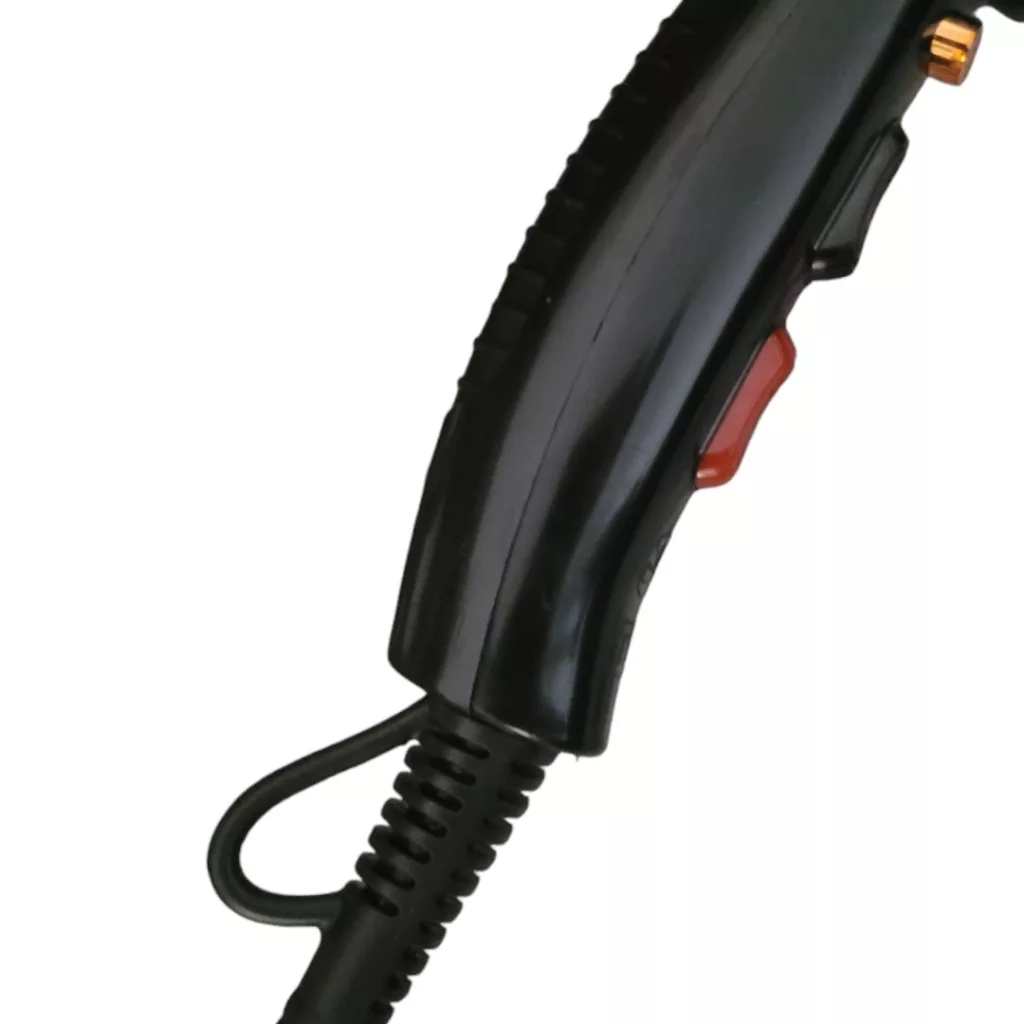سشوار حرفه‌ای مدل M9000w، موتور AC با توان مصرفی 9000 وات، دارای قابلیت تعویض سری، باد سرد و فناوری تولید یون، طراحی ارگونومیک، با حالت حجم‌دهنده، وزن 550 گرم، تنظیم حرارت 3 حالته و کنترل سرعت 2 حالته، به همراه 1 عدد سری متمرکزکننده پهن