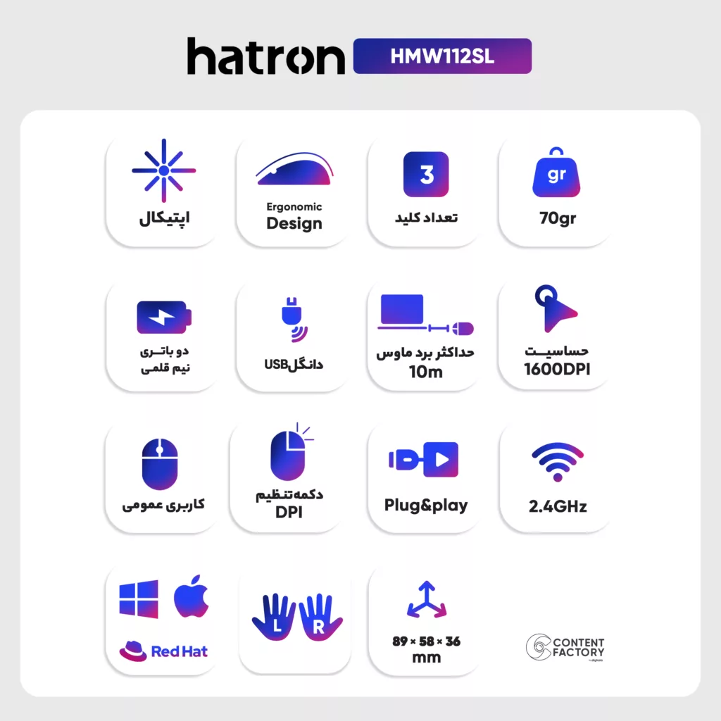 ماوس بی سیم هترون مدل HMW112SL