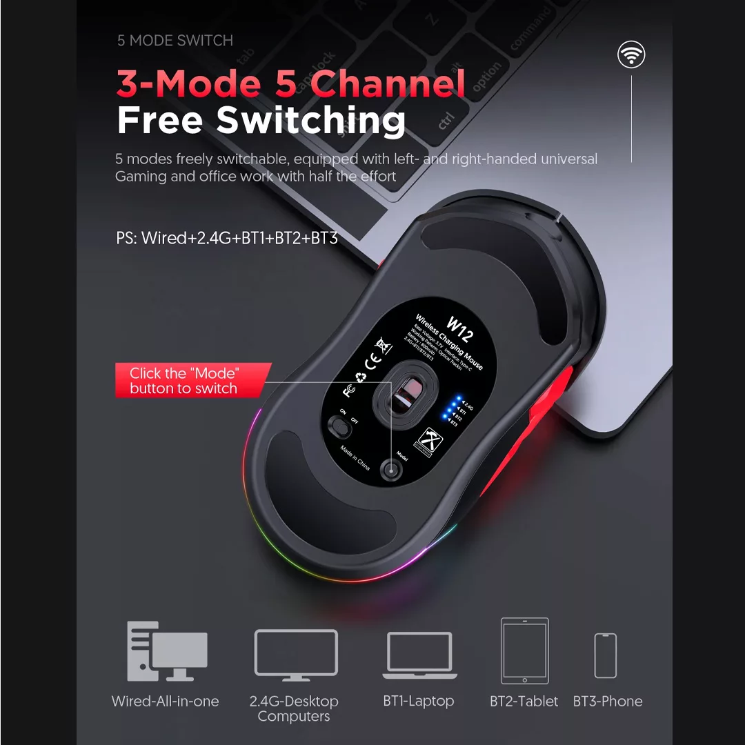 ماوس بی سیم مخصوص بازی ام کی ای اس پی ان مدل W12