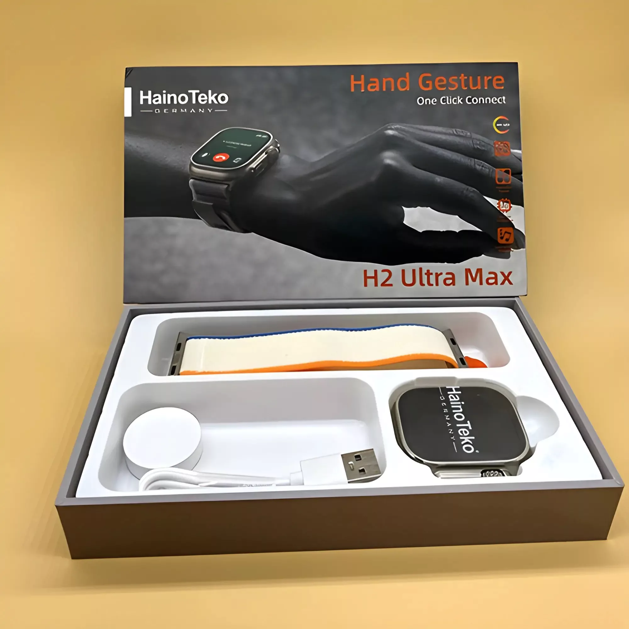 ساعت هوشمند 44 میلی متری  هاینو تکو مدل BGH OPTIONS  H2 ULTRA  MAX بند سیلیکونی