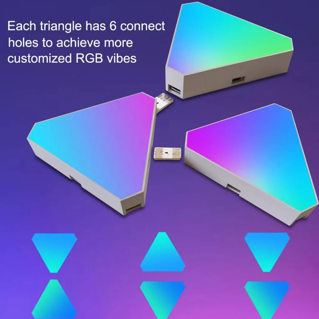 نور ثابت ال ای دی طرح گیمینگ سه ضلعی مدل 6pcs